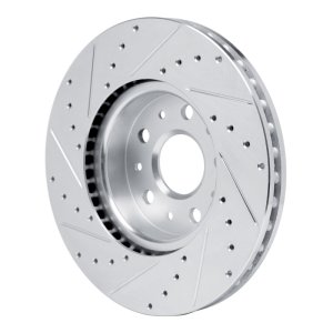 Cadillac CT6 Brake Rotor (1) - Front Right - R1 Concepts - Drilled & Slotted - Silver - `14-`20